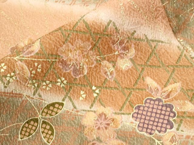 平和屋着物●上質な小紋 網目雪輪花文 金彩 ロング丈 正絹 逸品 未使用 CABG0938yc