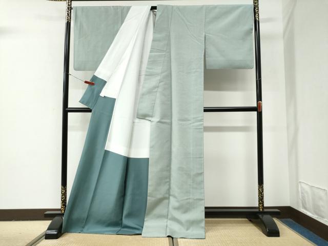 平和屋着物●本真綿紬 美人格子 証紙付き ロング丈 正絹 逸品 CABG0940yc