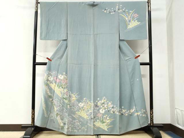 平和屋着物●本加賀友禅作家 吉田昌二 訪問着 草花文 正絹 逸品 CABG0951yc