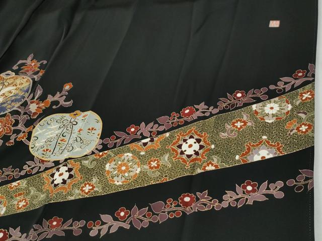 平和屋着物●豪華黒留袖 作家物 駒刺繍 仕覆鳳凰更紗花唐草文 金彩 正絹 逸品 CABG0960yc
