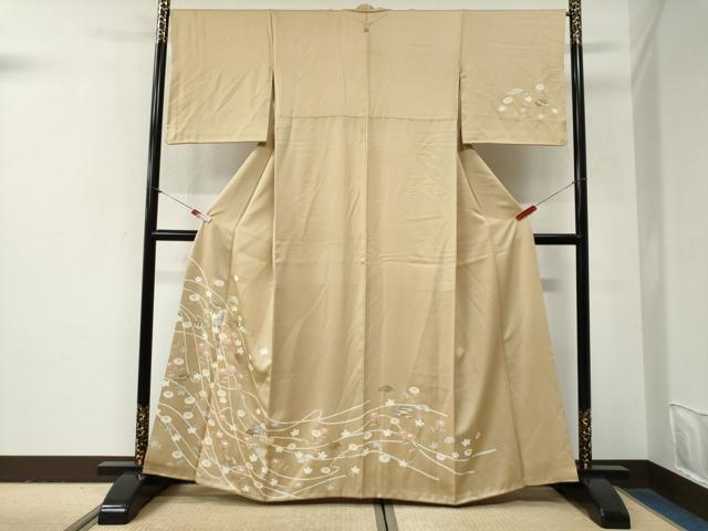 平和屋着物●訪問着 地紙枝花文 金銀彩 正絹 逸品 CABG0961yc