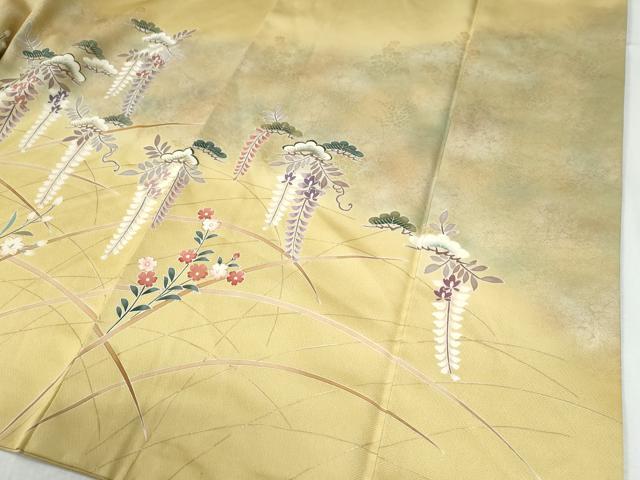 平和屋着物●訪問着 駒刺繍 草花文 暈し染め 金彩 正絹 逸品 CABG0962yc
