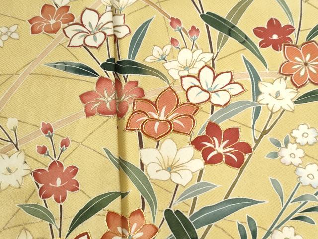 平和屋着物●訪問着 駒刺繍 草花文 暈し染め 金彩 正絹 逸品 CABG0962yc