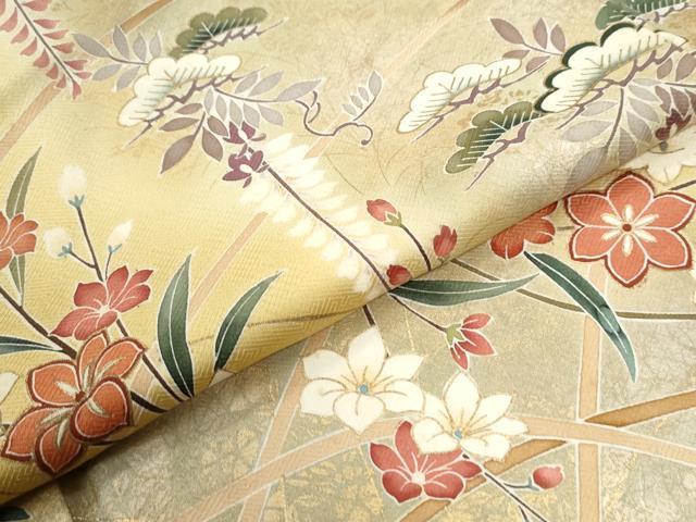 平和屋着物●訪問着 駒刺繍 草花文 暈し染め 金彩 正絹 逸品 CABG0962yc