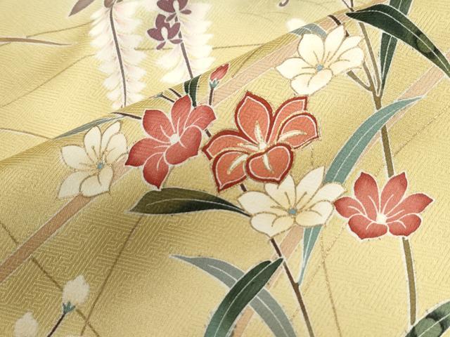 平和屋着物●訪問着 駒刺繍 草花文 暈し染め 金彩 正絹 逸品 CABG0962yc