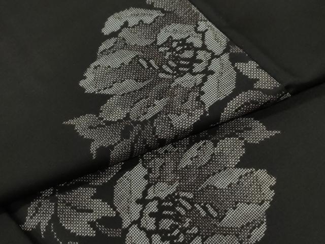 平和屋着物●本場大島紬 9マルキ 泥染め 地空き 牡丹 平田隆蔵作 平田絹織物謹製 証紙付き 正絹 逸品 CABG0970yc