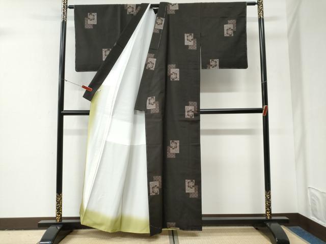 平和屋着物●本場大島紬 9マルキ 地空き 色紙重ね吉祥花唐草文 正絹 逸品 未使用 CABG0973yc