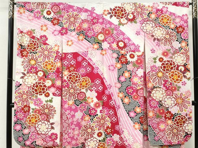 平和屋着物●豪華振袖 駒刺繍 舞花文 正絹 逸品 CABG0977yc