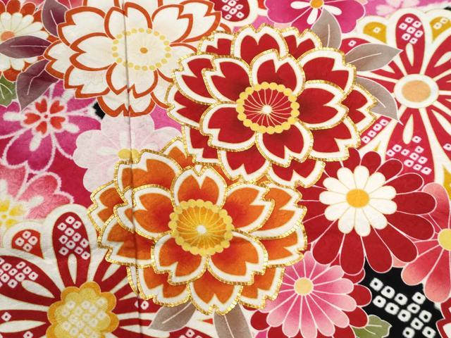 平和屋着物●豪華振袖 駒刺繍 舞花文 正絹 逸品 CABG0977yc