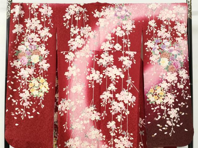 平和屋着物●豪華振袖 駒刺繍 草花文 暈し染め 金通し地 正絹 逸品 CABG0984yc