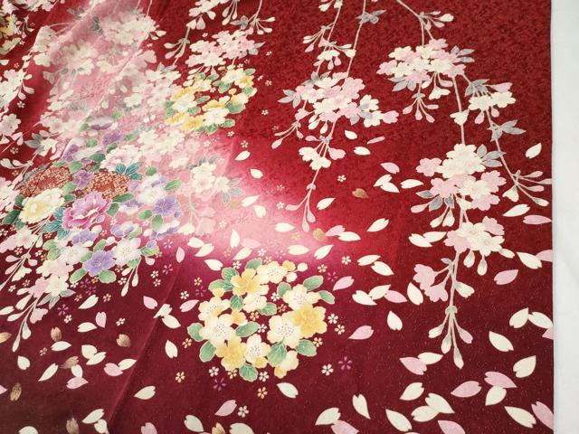 平和屋着物●豪華振袖 駒刺繍 草花文 暈し染め 金通し地 正絹 逸品 CABG0984yc