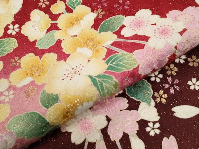 平和屋着物●豪華振袖 駒刺繍 草花文 暈し染め 金通し地 正絹 逸品 CABG0984yc