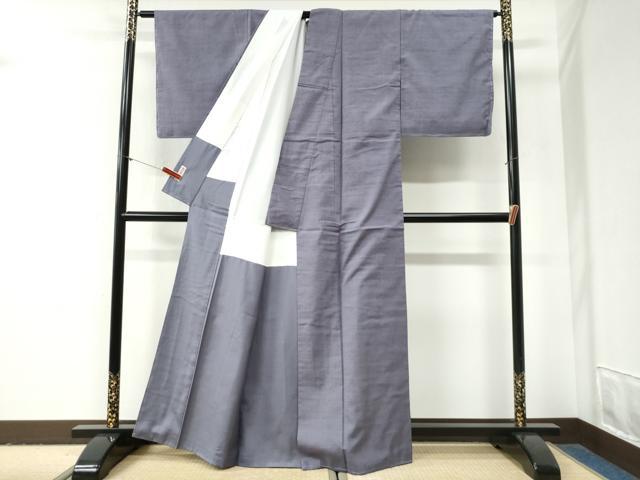 平和屋着物●結城紬 色無地 鳩羽色 正絹 逸品 未使用 CABG0987yc