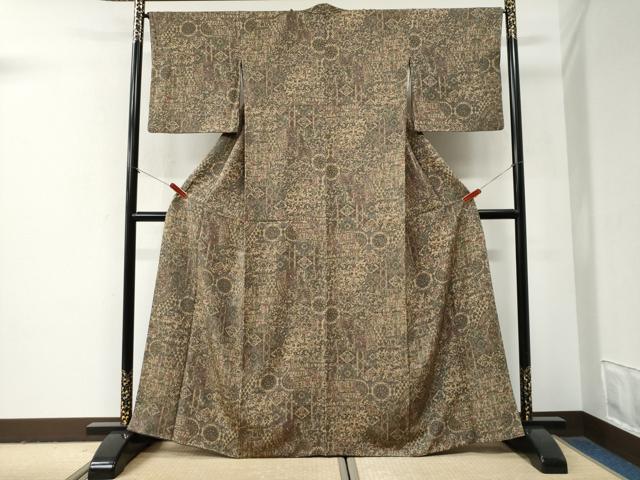 平和屋着物●上質な小紋 エジプト壁画花唐草文 正絹 逸品 CABG0991yc