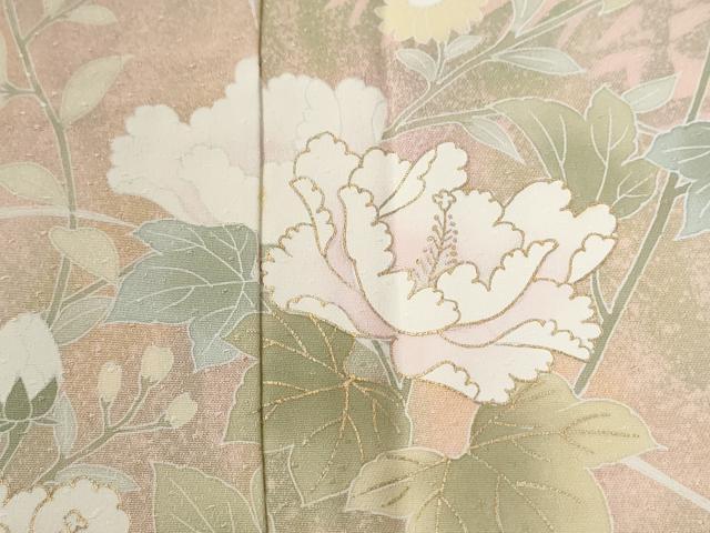 平和屋着物●訪問着 牡丹花文 金彩 正絹 逸品 CABG0993yc