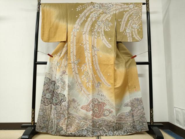 平和屋着物●吉乃一廉 幻の辻が花 訪問着 暈し染め 銀通し地 正絹 逸品 CABG0999yc