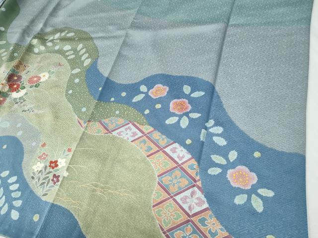 平和屋着物●訪問着 扇面草花文 金彩 正絹 逸品 CABG1005yc