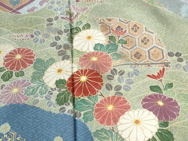 平和屋着物●訪問着 扇面草花文 金彩 正絹 逸品 CABG1005yc