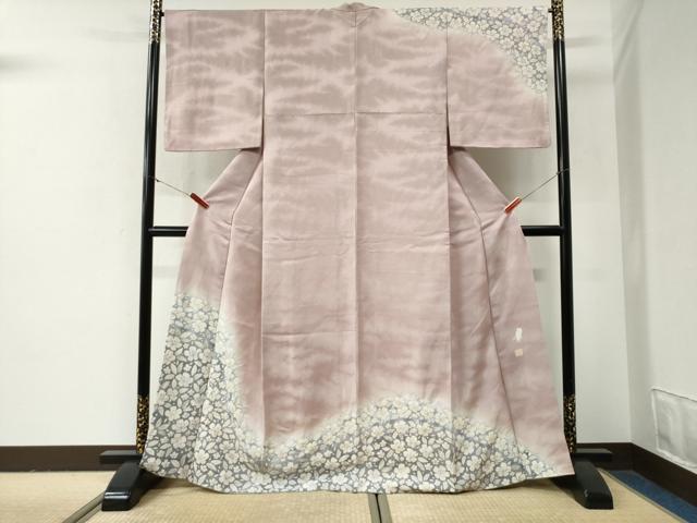 平和屋着物●東京友禅 菅有鬼一 訪問着 舞花文 暈し染め 銀通し地 鈴乃屋扱い 正絹 逸品 CABG1008yc