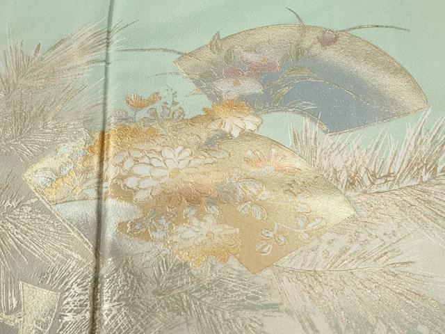 平和屋着物●金彩友禅 卓越技能者・名工・和田光正 訪問着 立波地紙短冊草花文 暈し染め 金彩 正絹 逸品 CABG1014yc