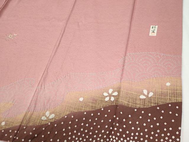 平和屋着物●中国三大刺繍 スワトウ刺繍 訪問着 作家物 絞り 花車文 暈し染め 金彩 ロング丈 正絹 逸品 CABG1019yc