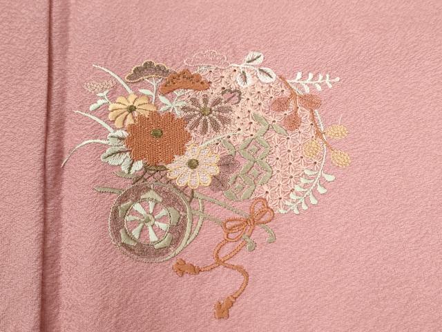 平和屋着物●中国三大刺繍 スワトウ刺繍 訪問着 作家物 絞り 花車文 暈し染め 金彩 ロング丈 正絹 逸品 CABG1019yc