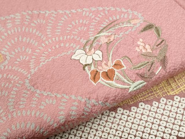 平和屋着物●中国三大刺繍 スワトウ刺繍 訪問着 作家物 絞り 花車文 暈し染め 金彩 ロング丈 正絹 逸品 CABG1019yc