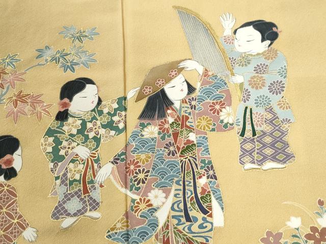 平和屋着物●訪問着 作家物 人物吉祥花唐草文 金彩 正絹 逸品 CABG1021yc