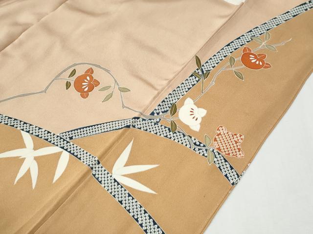 平和屋着物●訪問着 駒刺繍 笹竹枝橘文 金彩 正絹 逸品 CABG1025yc