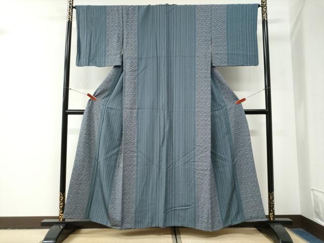平和屋着物●上質な小紋 縞 檜垣花文 正絹 逸品 CABG1030yc