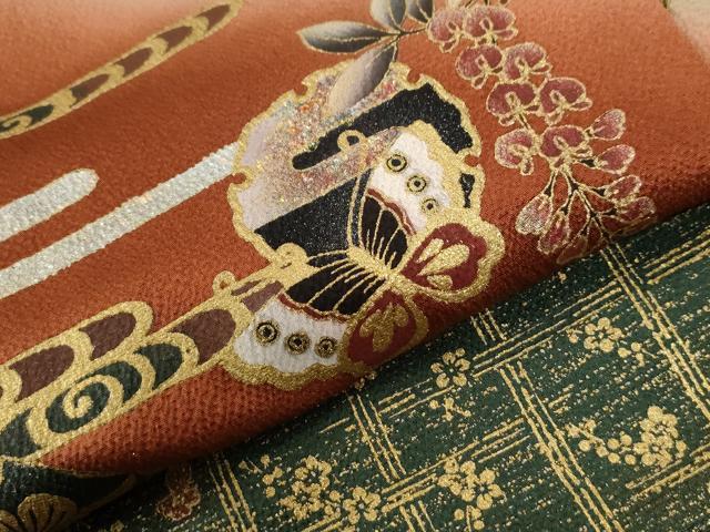 平和屋着物●訪問着 エ霞雪輪花蝶文 暈し染め 金銀彩 正絹 逸品 未使用 CABG1032yc