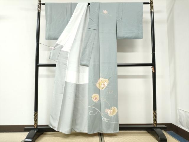平和屋着物●訪問着 草花文 ラメ糸 金彩 正絹 逸品 CABG1037yc