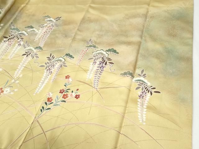平和屋着物●訪問着 駒刺繍 草花文 暈し染め 金彩 正絹 逸品 CABG1039yc
