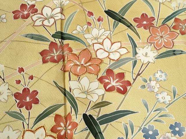 平和屋着物●訪問着 駒刺繍 草花文 暈し染め 金彩 正絹 逸品 CABG1039yc