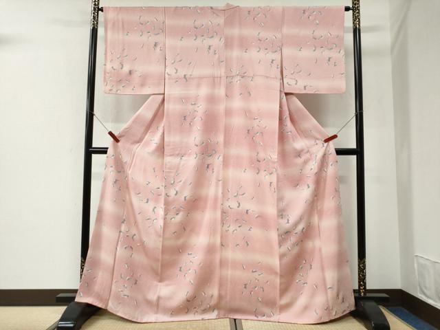 平和屋着物●上質な小紋 鳥 暈し染め 銀彩 正絹 逸品 CABG1045yc