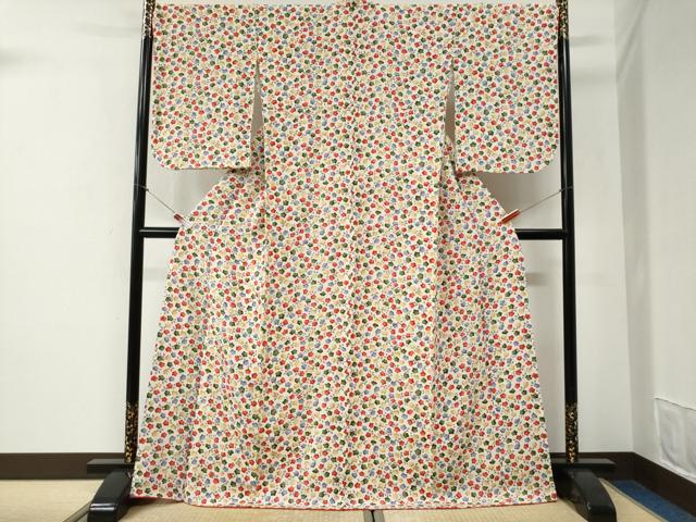 平和屋着物●上質な小紋 舞花尽くし 鬼しぼ縮緬 ロング丈 ますいわ屋扱い 正絹 逸品 CABG1048yc
