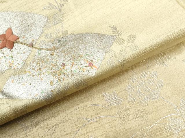 平和屋着物●訪問着 刺繍 地紙草花文 銀彩 正絹 逸品 CABG1052yc