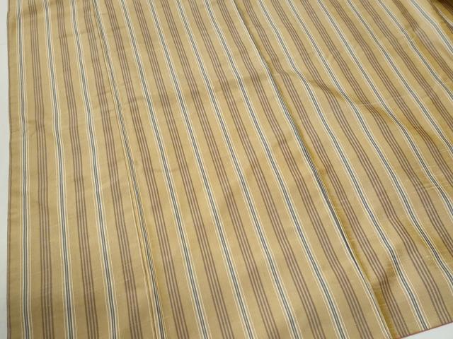 平和屋着物●本場黄八丈 平織 紬 縞 正絹 逸品 CABG1055yc