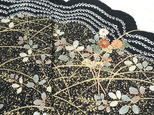 平和屋着物●訪問着 絞り 刺繍 草花文 金彩 正絹 逸品 CABG1056yc