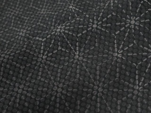 平和屋着物●上質なお召 麻の葉文様 黒地 正絹 逸品 CABG1057yc