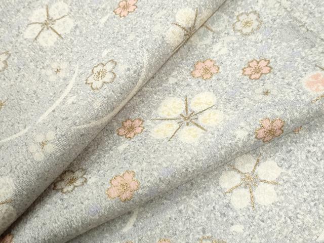 平和屋着物●上質な小紋 芝草舞桜文 金彩 正絹 逸品 CABG1077yc