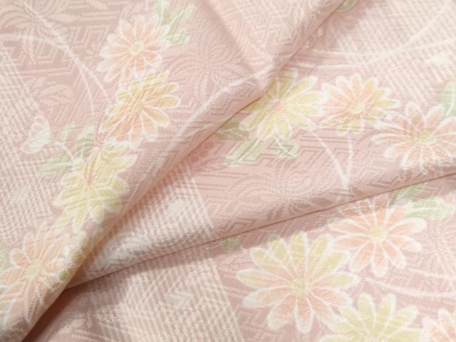 平和屋着物●長襦袢 無双仕立て 草花地紋 半衿刺繍 正絹 逸品 未使用 CABG1089yc