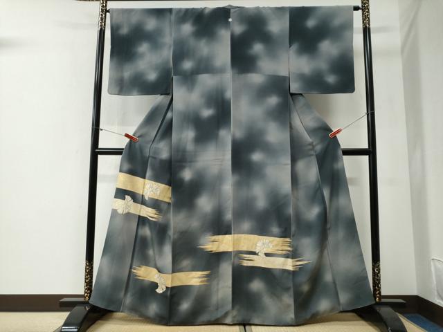 平和屋着物●訪問着 駒刺繍 霞舞花文 暈し染め 金銀彩 正絹 逸品 CABG1091yc