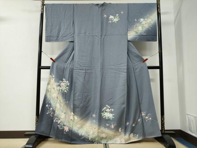 平和屋着物●訪問着 駒刺繍 更紗花唐草文 暈し染め 金彩 さが美扱い 正絹 逸品 未使用 CABG1092yc