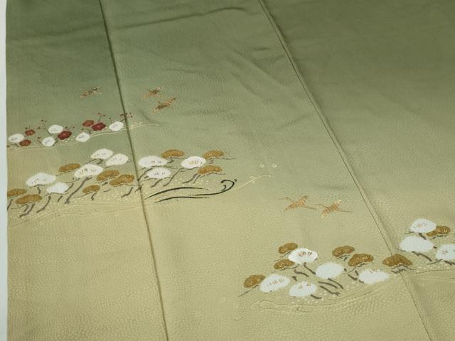 平和屋着物●訪問着 刺繍 飛鶴浜松梅文 暈し染め 金彩 ますいわ屋扱い 正絹 逸品 CABG1094yc