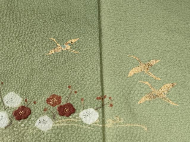 平和屋着物●訪問着 刺繍 飛鶴浜松梅文 暈し染め 金彩 ますいわ屋扱い 正絹 逸品 CABG1094yc