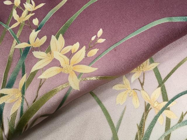 平和屋着物●漆工芸作家 金森一博 訪問着 草花文 暈し染め 金彩 正絹 逸品 CABG1097yc