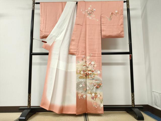 平和屋着物●訪問着 鳳凰エ霞草花文 暈し染め 金彩 正絹 逸品 CABG1100yc