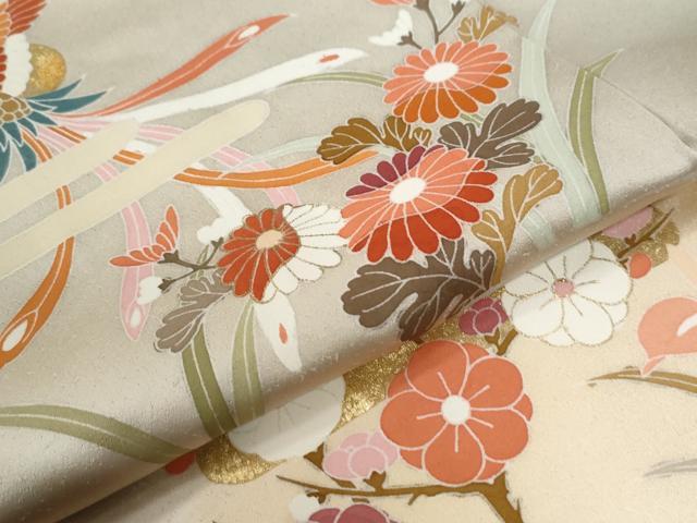 平和屋着物●訪問着 鳳凰エ霞草花文 暈し染め 金彩 正絹 逸品 CABG1100yc