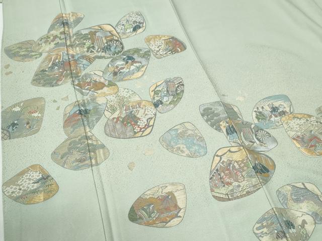 平和屋着物●色留訪問着 寿光織 千代姫 貝あそび 金糸 正絹 逸品 未使用 CABG1101yc